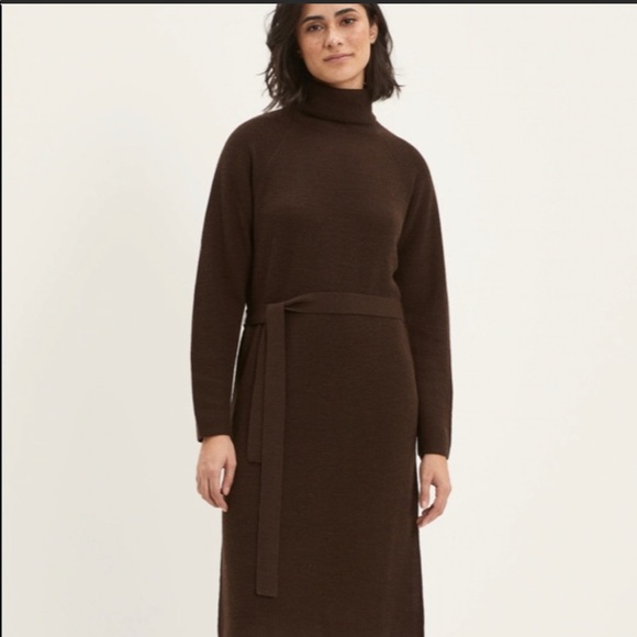 Frank & Oak Mockneck Sweater Dress in BROWN - Picture 2 of 4